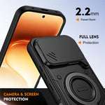 For Honor 600 5G / 600 Pro 5G Case with Slide Lens Cover Rotatable Kickstand Shockproof TPU + PC Phone Shell