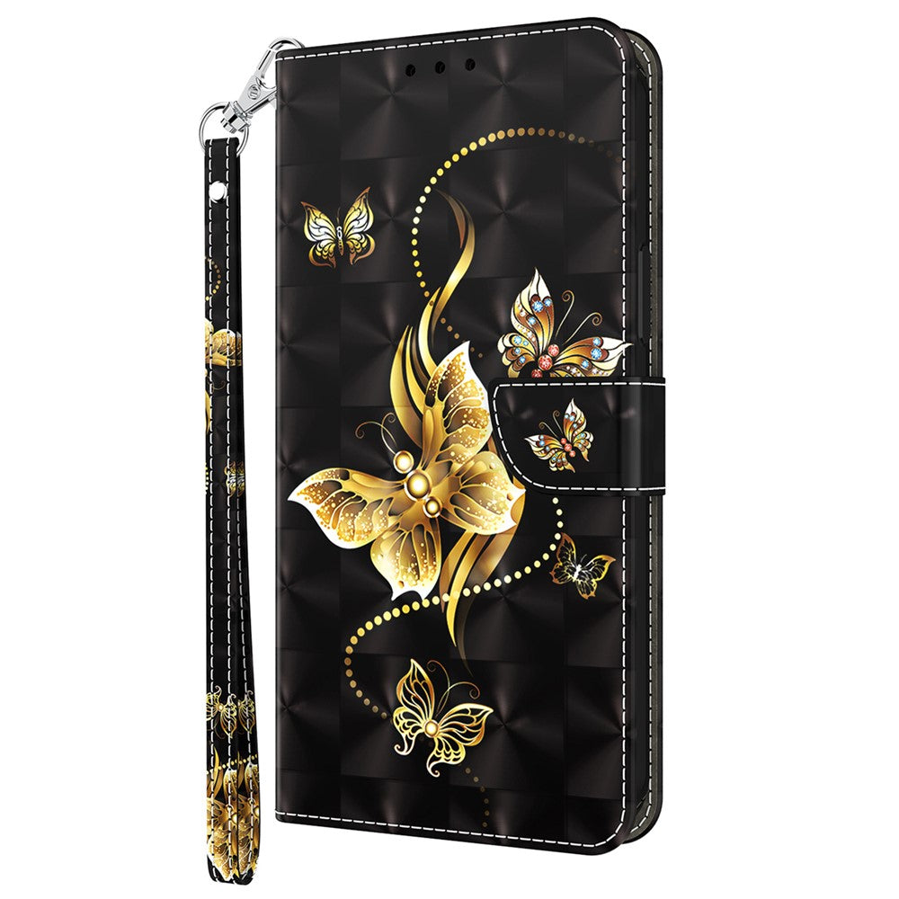 For Samsung Galaxy A54 5G Flip Phone Case, Anti-fall PU Leather 3D Pattern Printing Phone Cover Stand Wallet with Strap