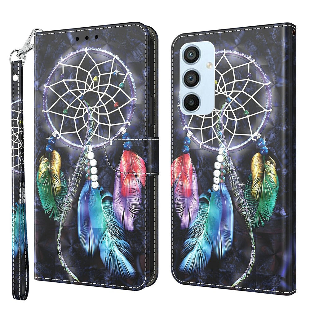 For Samsung Galaxy A54 5G Flip Phone Case, Anti-fall PU Leather 3D Pattern Printing Phone Cover Stand Wallet with Strap