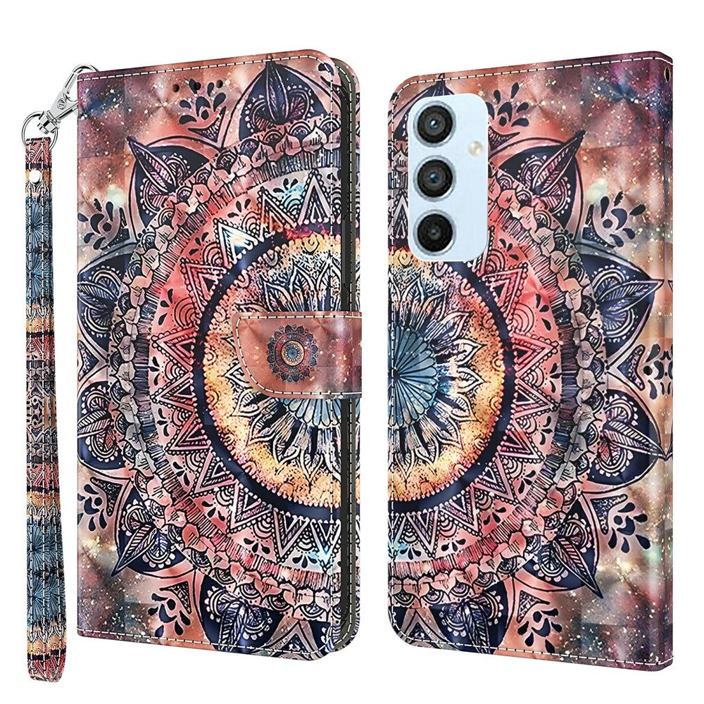 For Samsung Galaxy A54 5G Flip Phone Case, Anti-fall PU Leather 3D Pattern Printing Phone Cover Stand Wallet with Strap