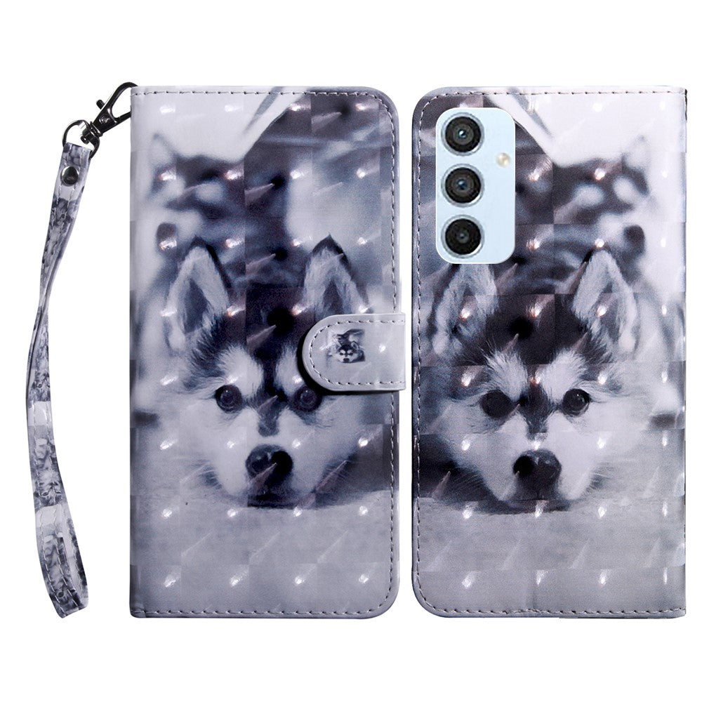 For Samsung Galaxy A54 5G Flip Phone Case, Anti-fall PU Leather 3D Pattern Printing Phone Cover Stand Wallet with Strap