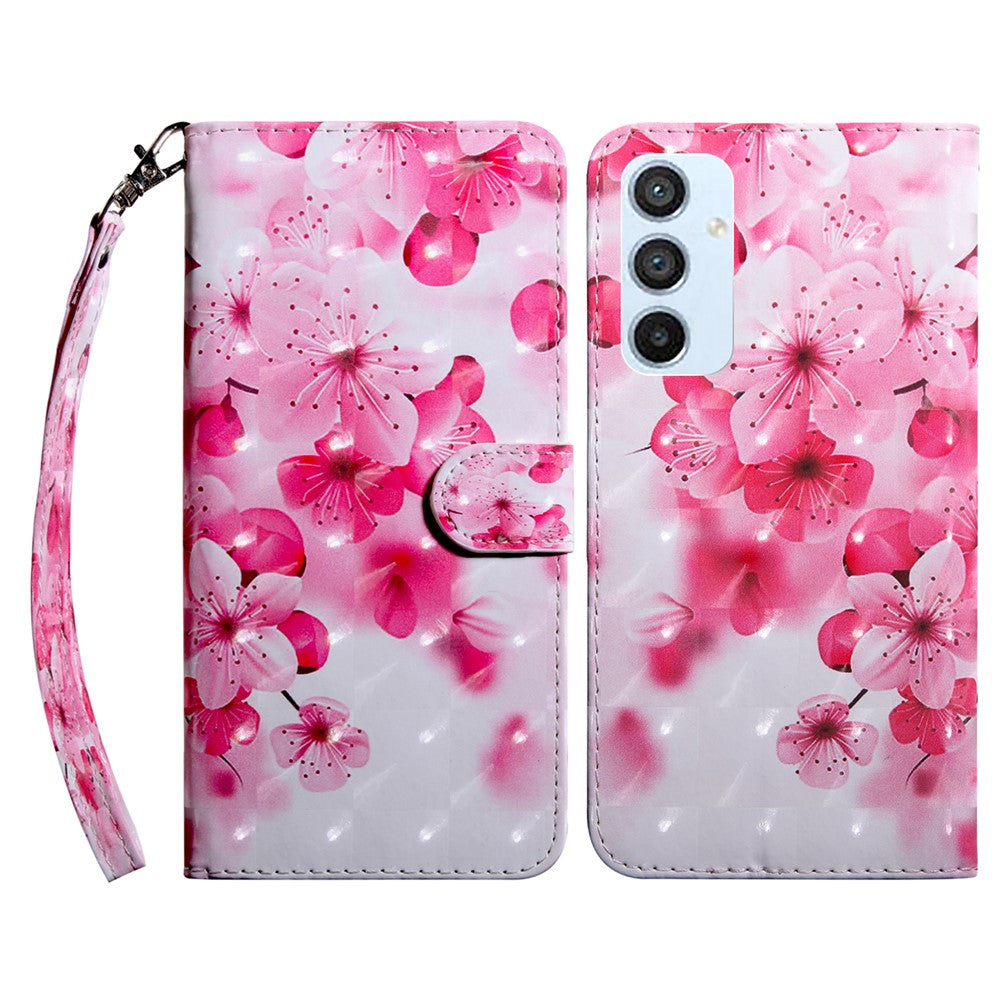 For Samsung Galaxy A54 5G Flip Phone Case, Anti-fall PU Leather 3D Pattern Printing Phone Cover Stand Wallet with Strap