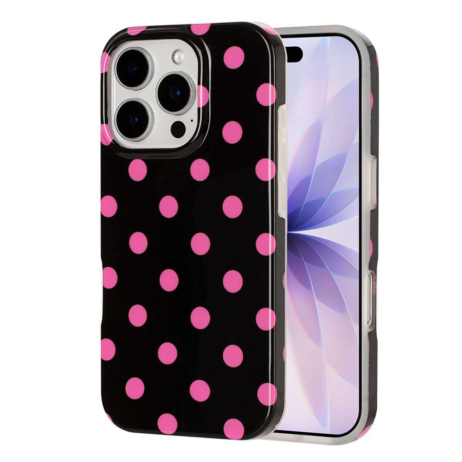 For iPhone 14 Pro Case Retro Polka Dot IMD TPU Full Coverage Phone Protective Cover