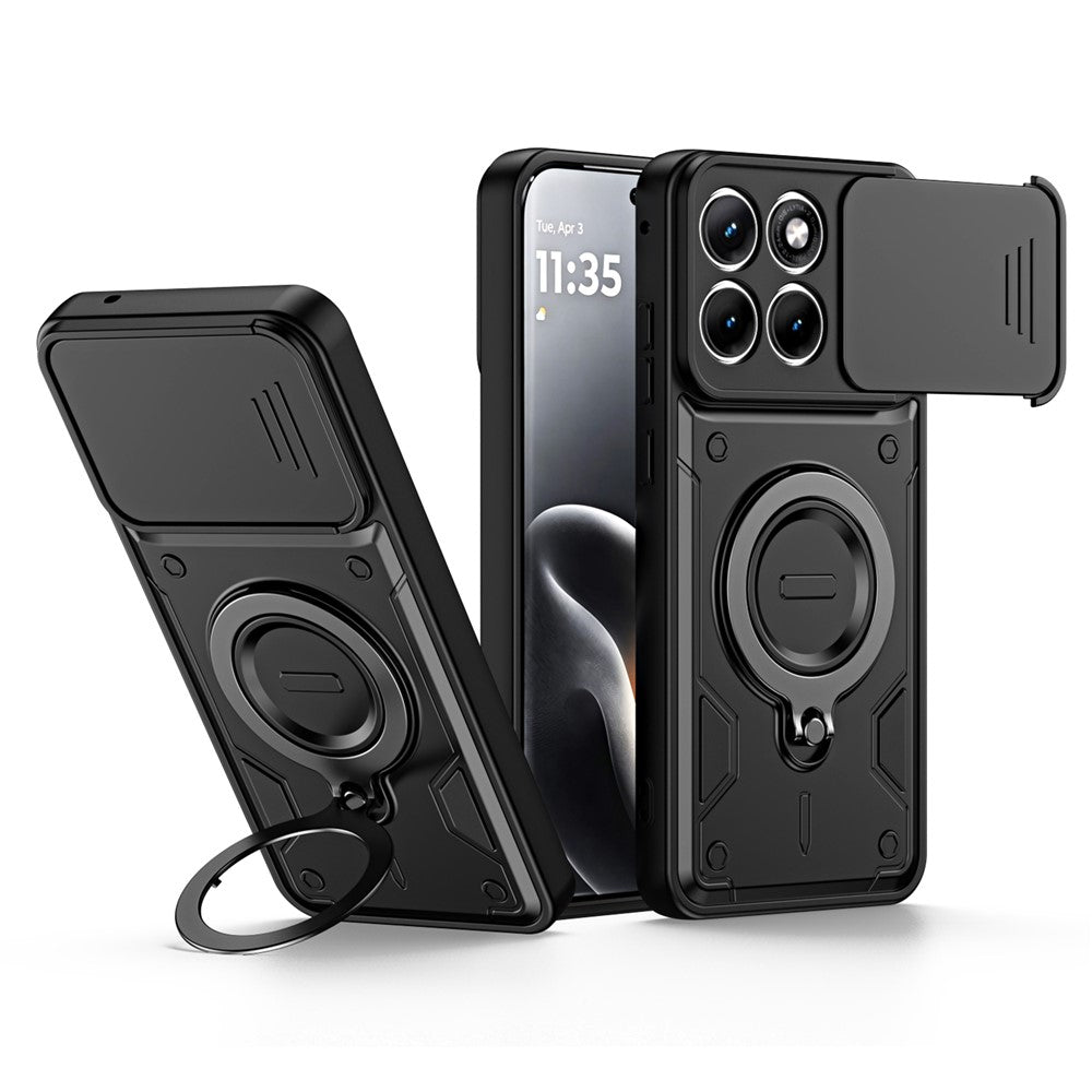 Stötsäkert TPU + PC-mobilskal för Motorola Edge 70 Fusion 5G / Edge 70 Fusion+ 5G med skjutbart linsskydd och roterbart stöd