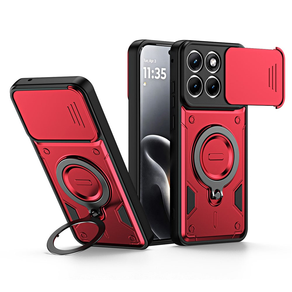 Stötsäkert TPU + PC-mobilskal för Motorola Edge 70 Fusion 5G / Edge 70 Fusion+ 5G med skjutbart linsskydd och roterbart stöd