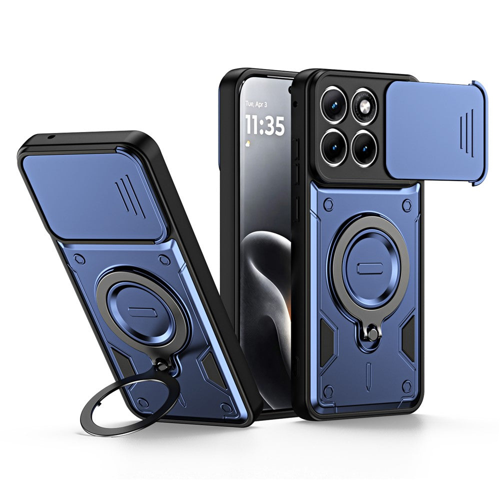 Stötsäkert TPU + PC-mobilskal för Motorola Edge 70 Fusion 5G / Edge 70 Fusion+ 5G med skjutbart linsskydd och roterbart stöd