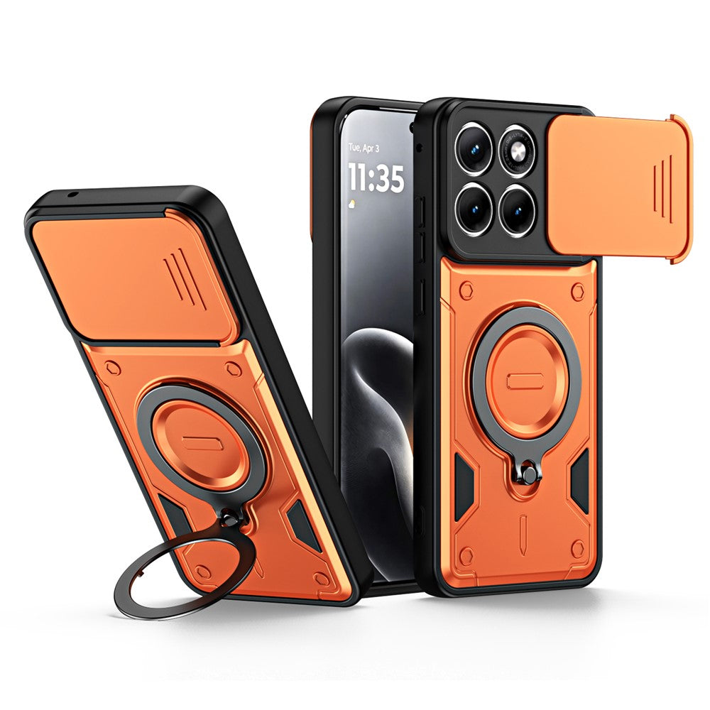 Stötsäkert TPU + PC-mobilskal för Motorola Edge 70 Fusion 5G / Edge 70 Fusion+ 5G med skjutbart linsskydd och roterbart stöd