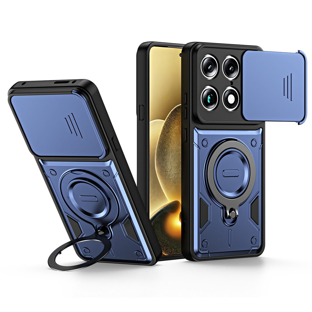 For Motorola Signature 5G / Edge 70 Ultra 5G Case with Slide Lens Cover Rotatable Kickstand Shockproof TPU + PC Phone Shell