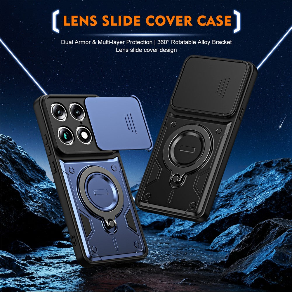 For Motorola Signature 5G / Edge 70 Ultra 5G Case with Slide Lens Cover Rotatable Kickstand Shockproof TPU + PC Phone Shell