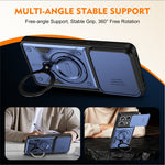 For Motorola Signature 5G / Edge 70 Ultra 5G Case with Slide Lens Cover Rotatable Kickstand Shockproof TPU + PC Phone Shell