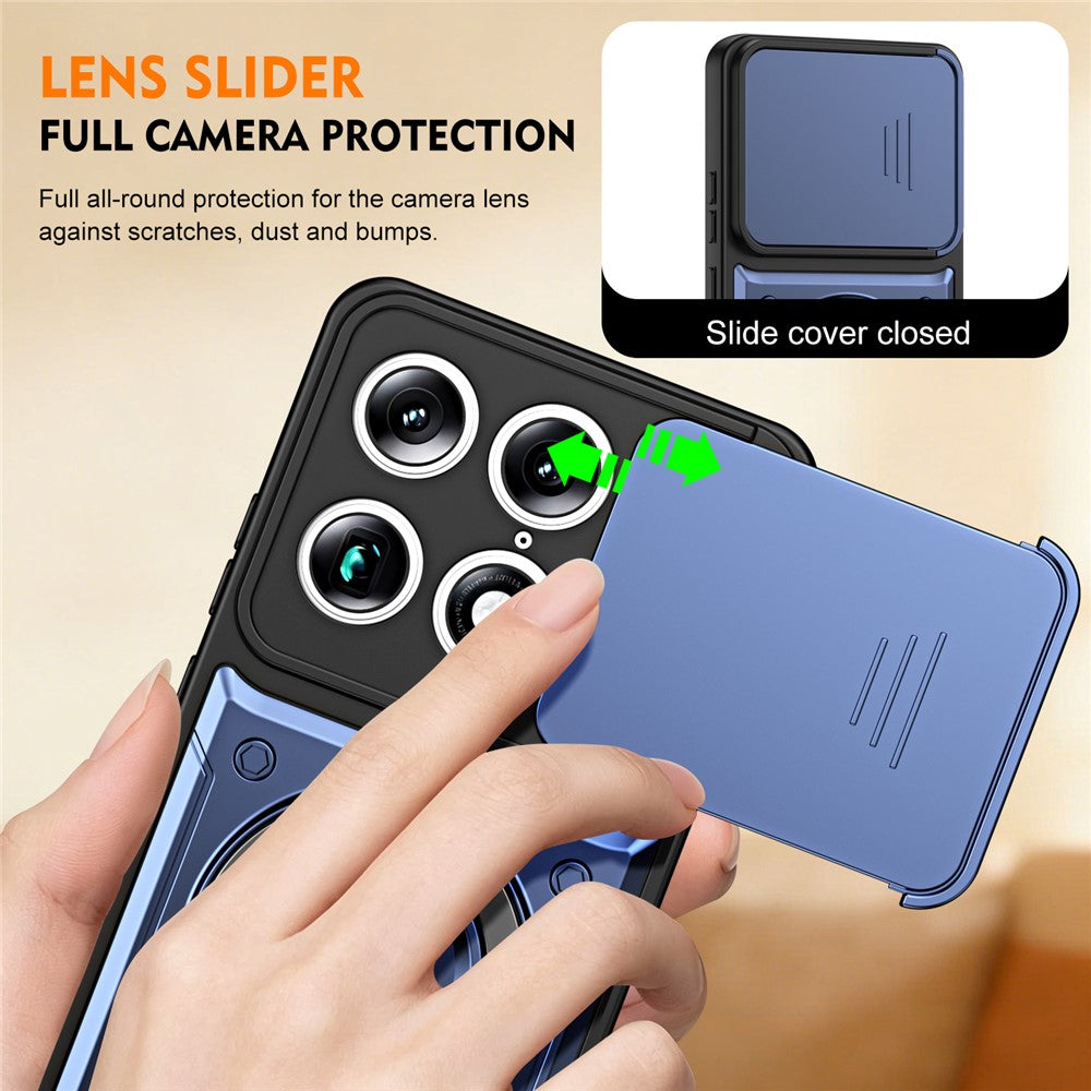 For Motorola Signature 5G / Edge 70 Ultra 5G Case with Slide Lens Cover Rotatable Kickstand Shockproof TPU + PC Phone Shell