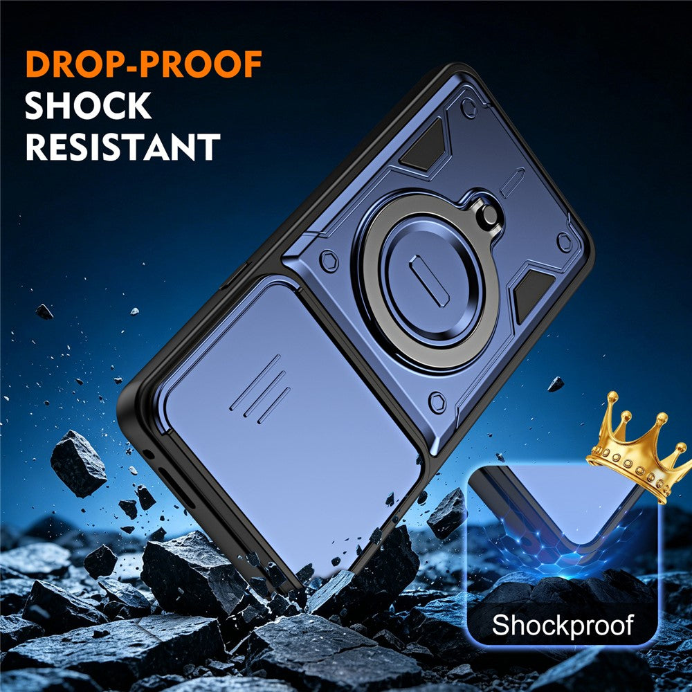 For Motorola Signature 5G / Edge 70 Ultra 5G Case with Slide Lens Cover Rotatable Kickstand Shockproof TPU + PC Phone Shell