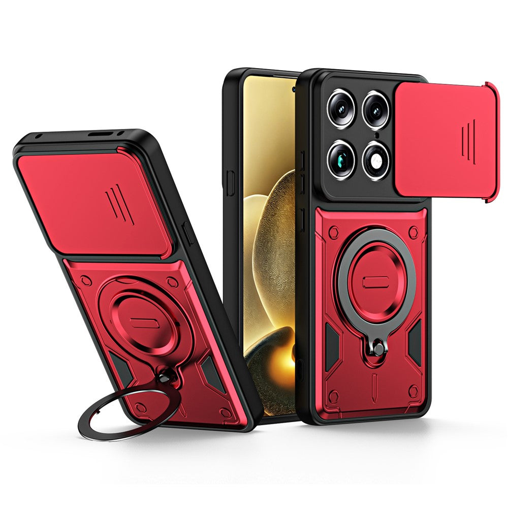 For Motorola Signature 5G / Edge 70 Ultra 5G Case with Slide Lens Cover Rotatable Kickstand Shockproof TPU + PC Phone Shell