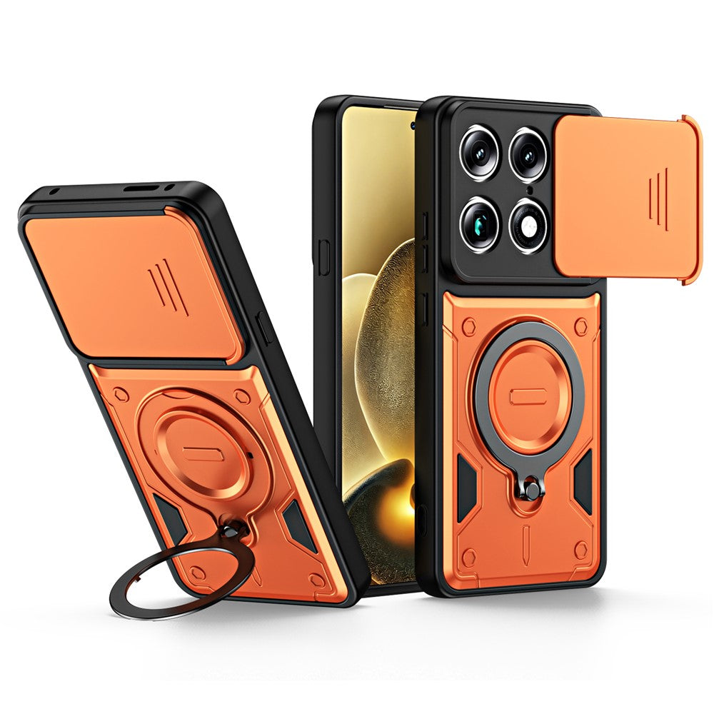 For Motorola Signature 5G / Edge 70 Ultra 5G Case with Slide Lens Cover Rotatable Kickstand Shockproof TPU + PC Phone Shell