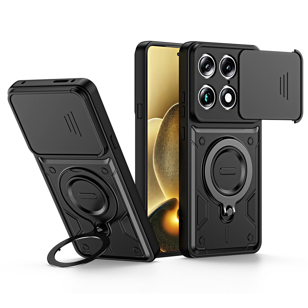 For Motorola Signature 5G / Edge 70 Ultra 5G Case with Slide Lens Cover Rotatable Kickstand Shockproof TPU + PC Phone Shell