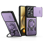 For Motorola Signature 5G / Edge 70 Ultra 5G Case with Slide Lens Cover Rotatable Kickstand Shockproof TPU + PC Phone Shell