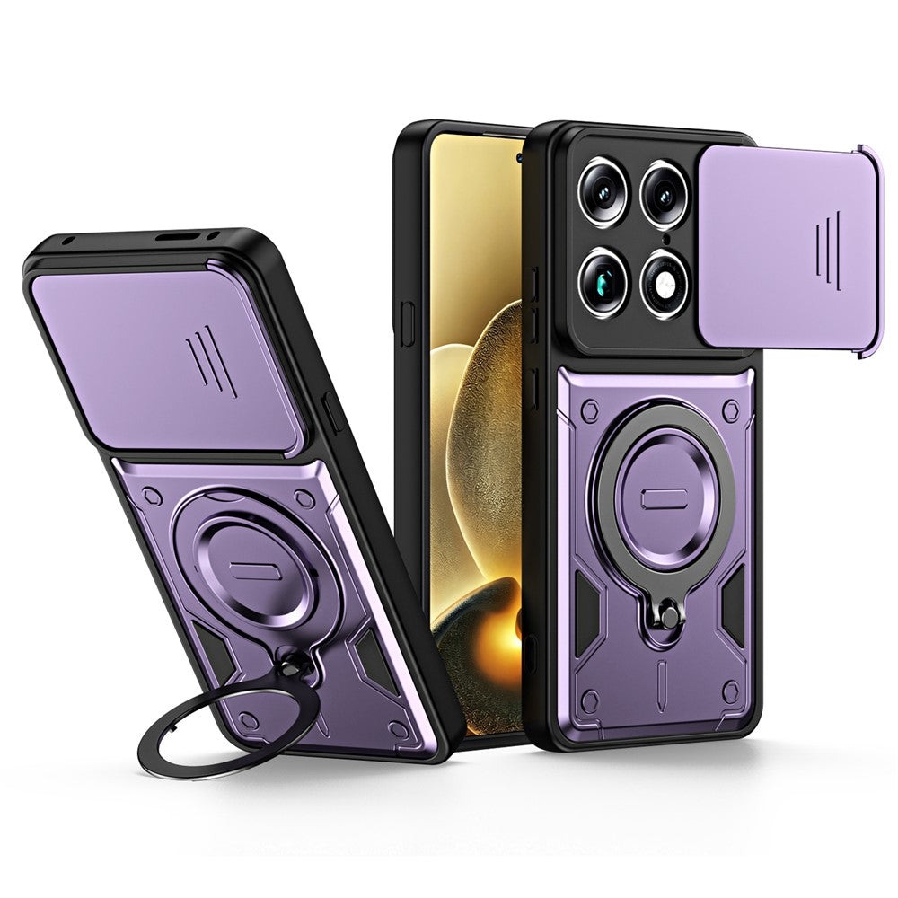 For Motorola Signature 5G / Edge 70 Ultra 5G Case with Slide Lens Cover Rotatable Kickstand Shockproof TPU + PC Phone Shell