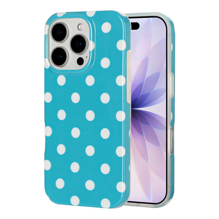 För iPhone 15 Pro Max Skal Retro Prickigt IMD TPU Heltäckande Skyddsfodral