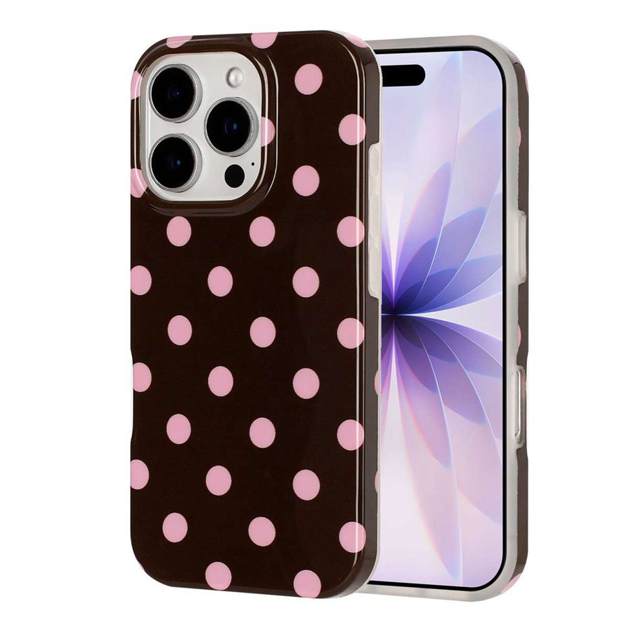 För iPhone 16 Pro Fodral Retro Prickig IMD TPU Heltäckande Skyddsfodral