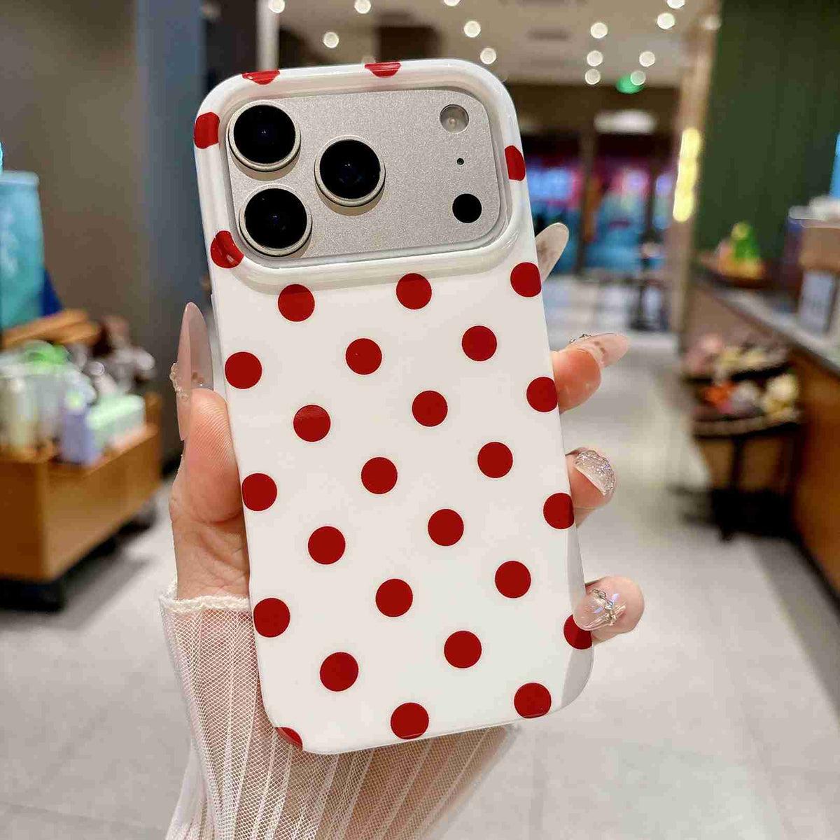 For iPhone 18 Pro Max / 17 Pro Max Case Retro Polka Dot IMD TPU Full Coverage Phone Protective Cover