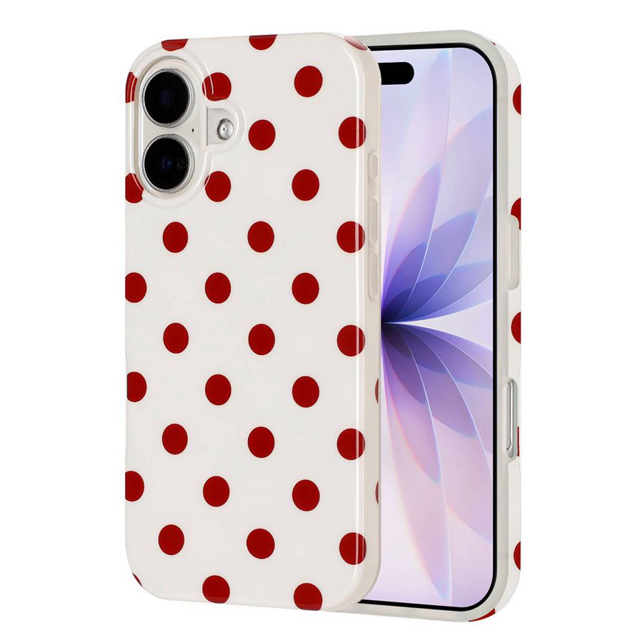 För iPhone 16 Skal Retro Prickigt IMD TPU Heltäckande Skyddsfodral