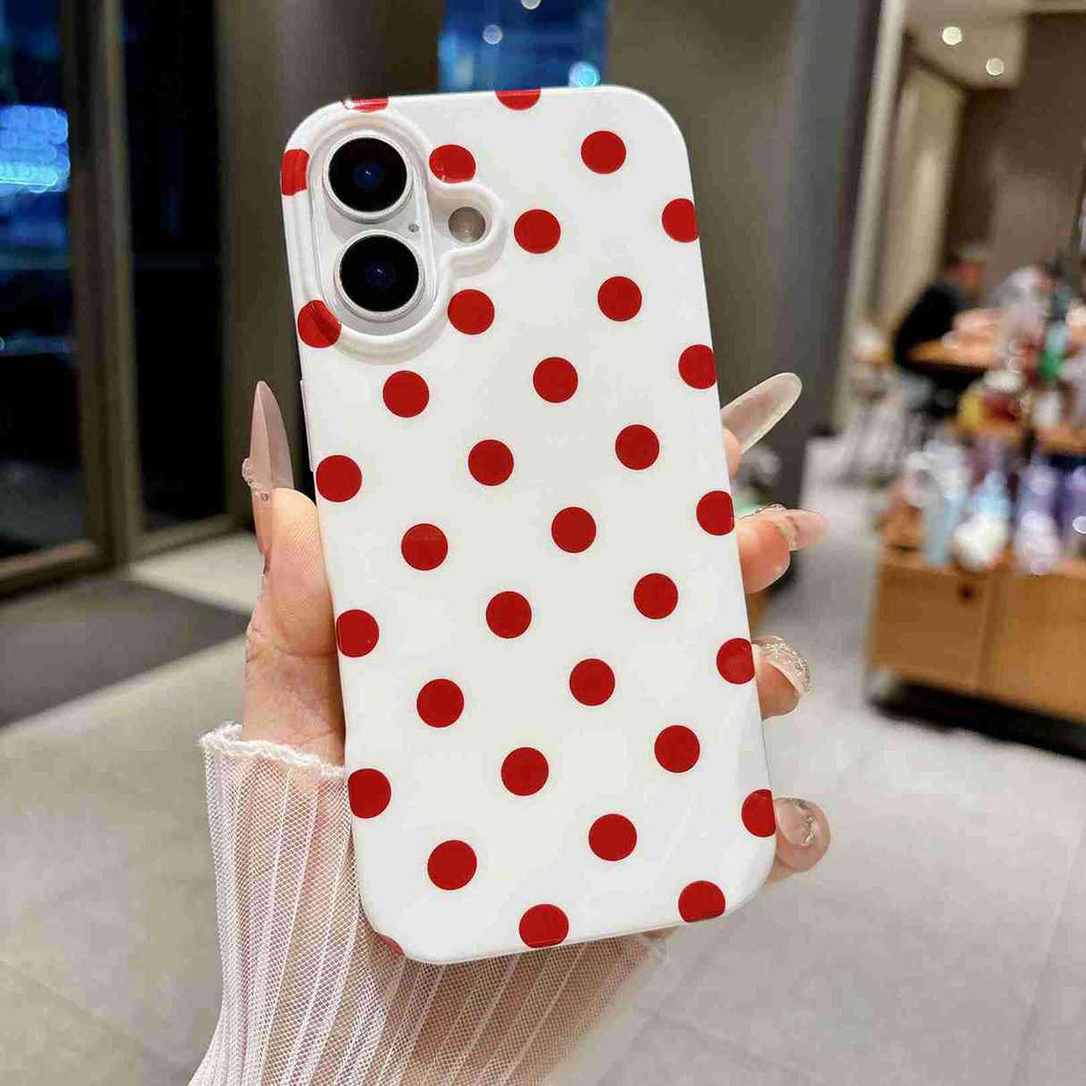 For iPhone 16 Plus Case Retro Polka Dot IMD TPU Full Coverage Phone Protective Cover