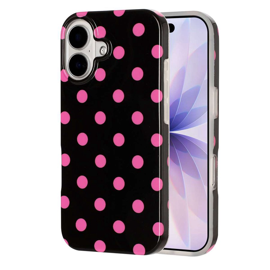 For iPhone 16 Plus Case Retro Polka Dot IMD TPU Full Coverage Phone Protective Cover