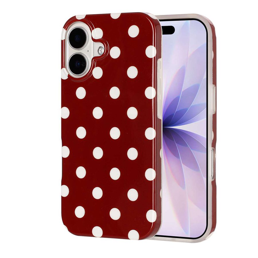 For iPhone 16 Plus Case Retro Polka Dot IMD TPU Full Coverage Phone Protective Cover