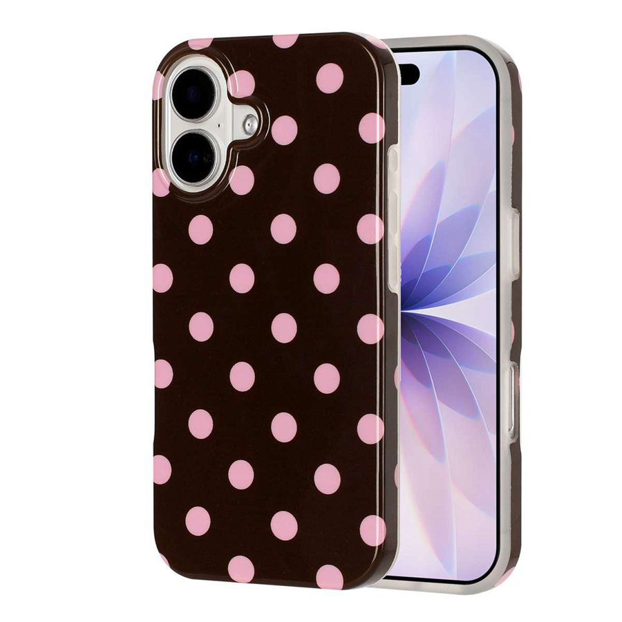 For iPhone 16 Plus Case Retro Polka Dot IMD TPU Full Coverage Phone Protective Cover