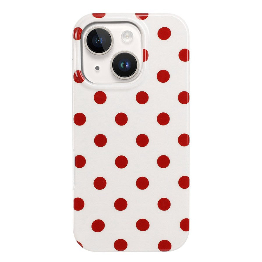 For iPhone 15 Case Retro Polka Dot IMD TPU Full Coverage Phone Protective Cover