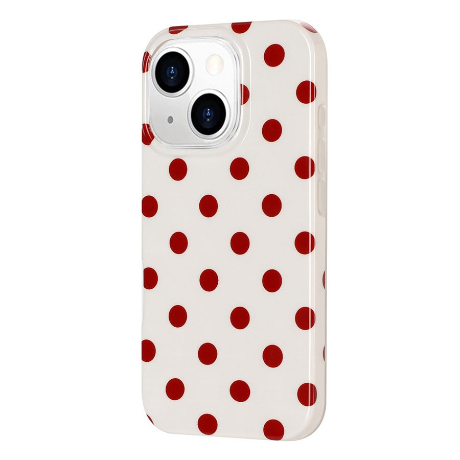 For iPhone 15 Case Retro Polka Dot IMD TPU Full Coverage Phone Protective Cover