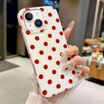 For iPhone 15 Case Retro Polka Dot IMD TPU Full Coverage Phone Protective Cover