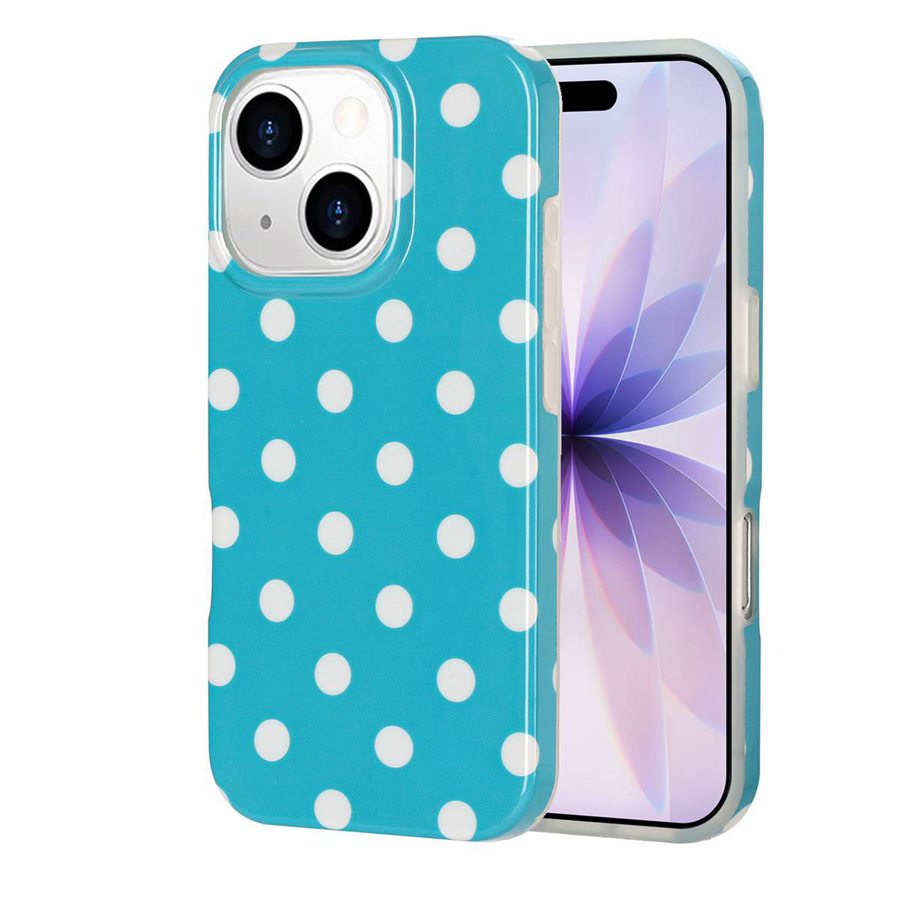 For iPhone 15 Case Retro Polka Dot IMD TPU Full Coverage Phone Protective Cover
