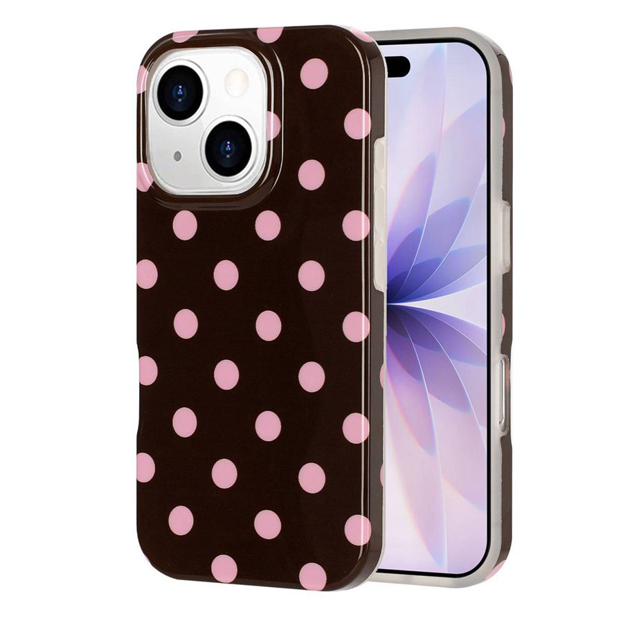 For iPhone 15 Case Retro Polka Dot IMD TPU Full Coverage Phone Protective Cover