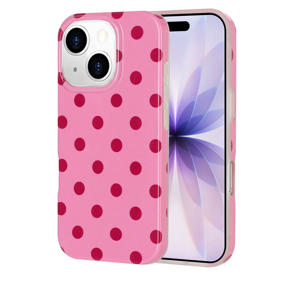 For iPhone 15 Case Retro Polka Dot IMD TPU Full Coverage Phone Protective Cover