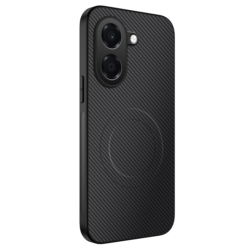 WANLONFENG for Honor X7e 4G TQ Series Magnetic Case Carbon Fiber Texture PC TPU Phone Cover