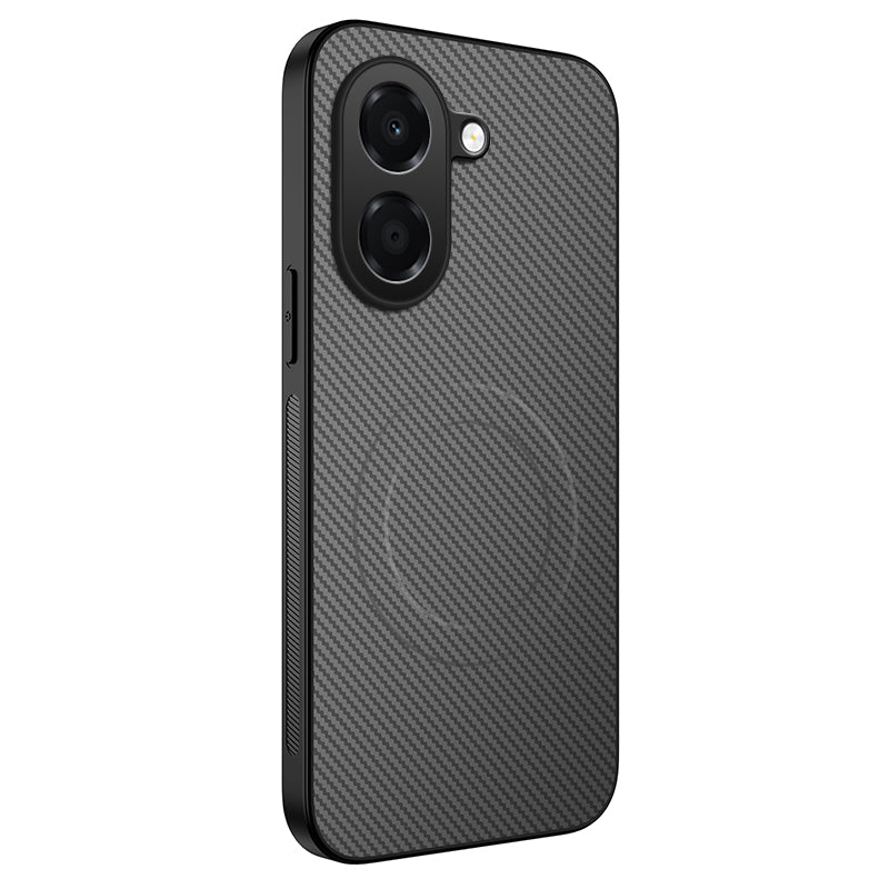 WANLONFENG for Honor X7e 4G TQ Series Magnetic Case Carbon Fiber Texture PC TPU Phone Cover