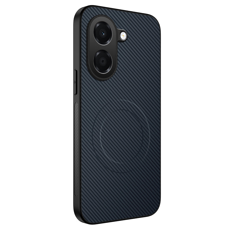 WANLONFENG for Honor X7e 4G TQ Series Magnetic Case Carbon Fiber Texture PC TPU Phone Cover