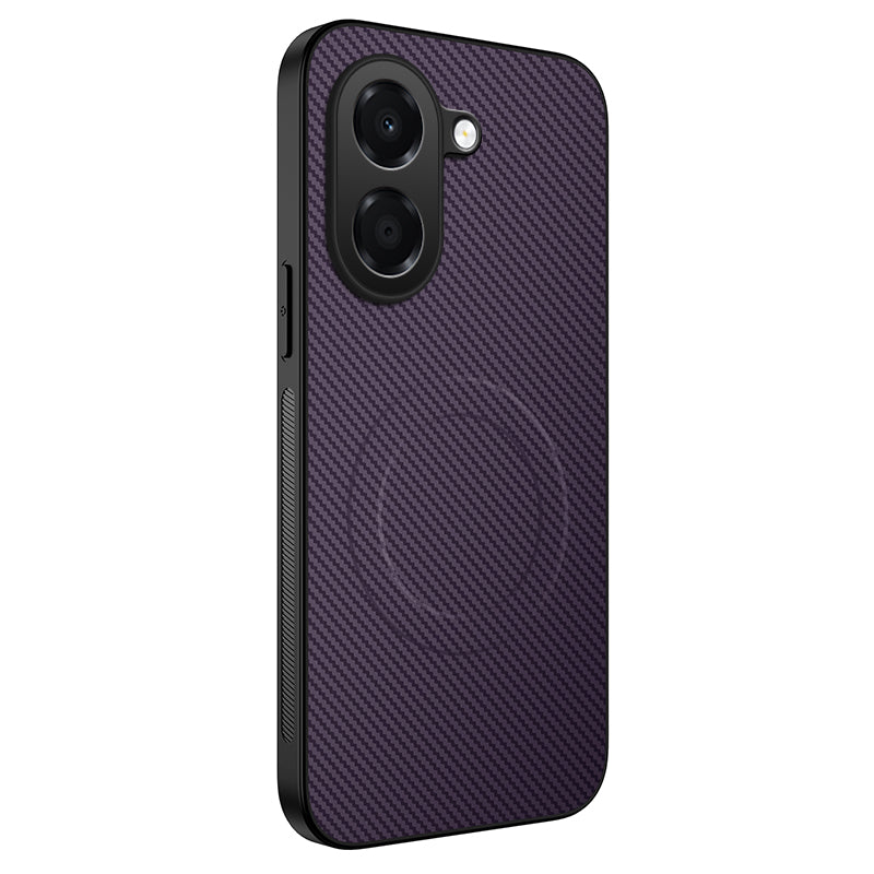 WANLONFENG for Honor X7e 4G TQ Series Magnetic Case Carbon Fiber Texture PC TPU Phone Cover