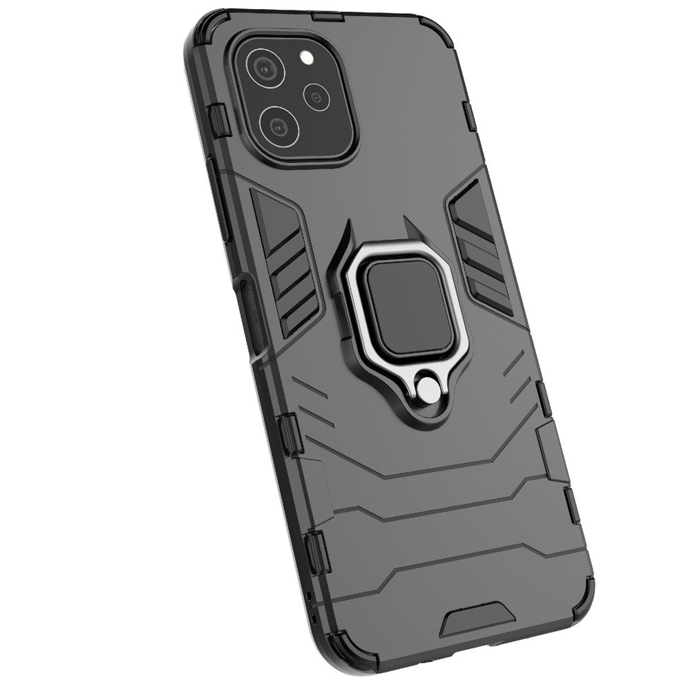 For Huawei nova Y61 4G Ring Kickstand Shock Absorbing Phone Case PC+TPU Mobile Phone Cover