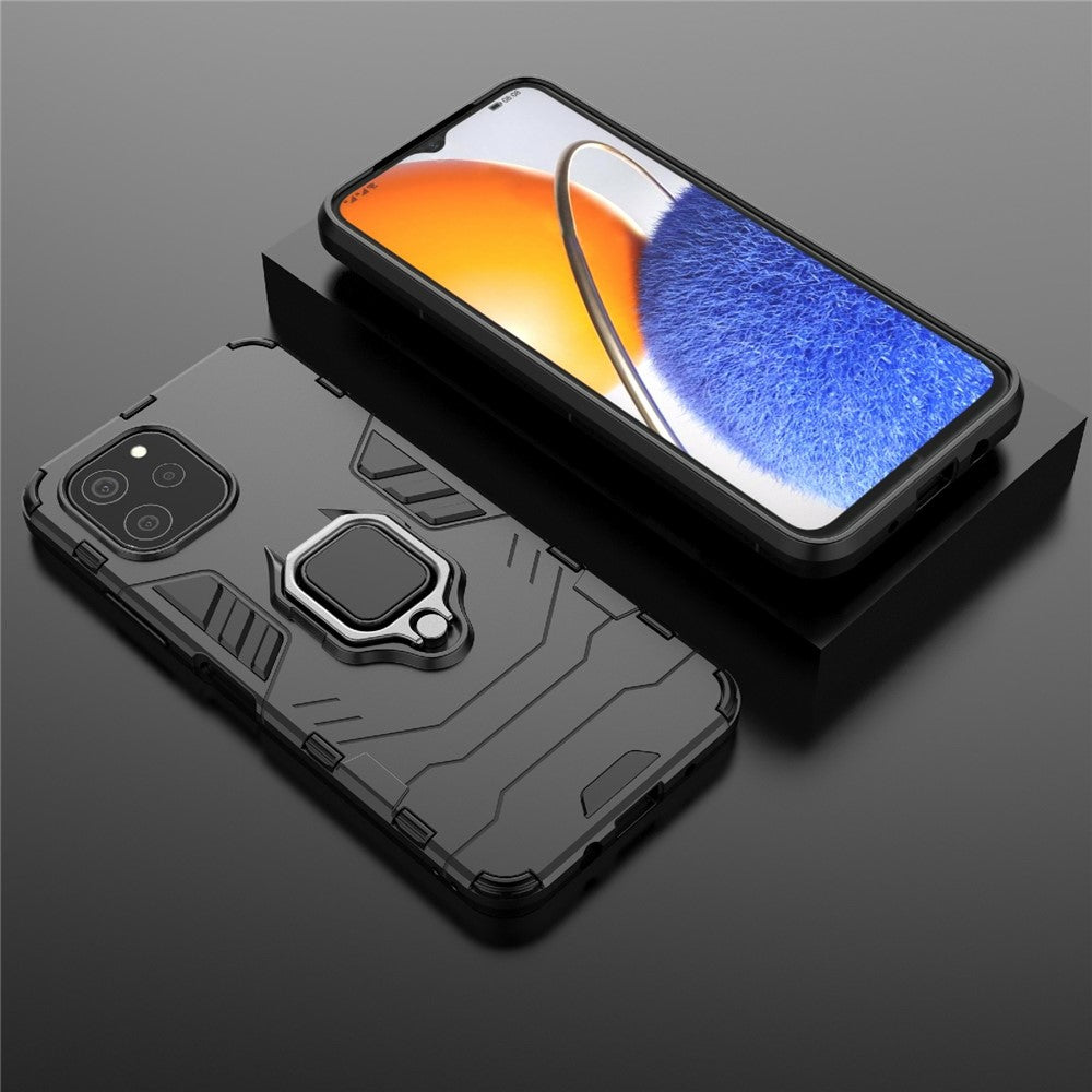 For Huawei nova Y61 4G Ring Kickstand Shock Absorbing Phone Case PC+TPU Mobile Phone Cover