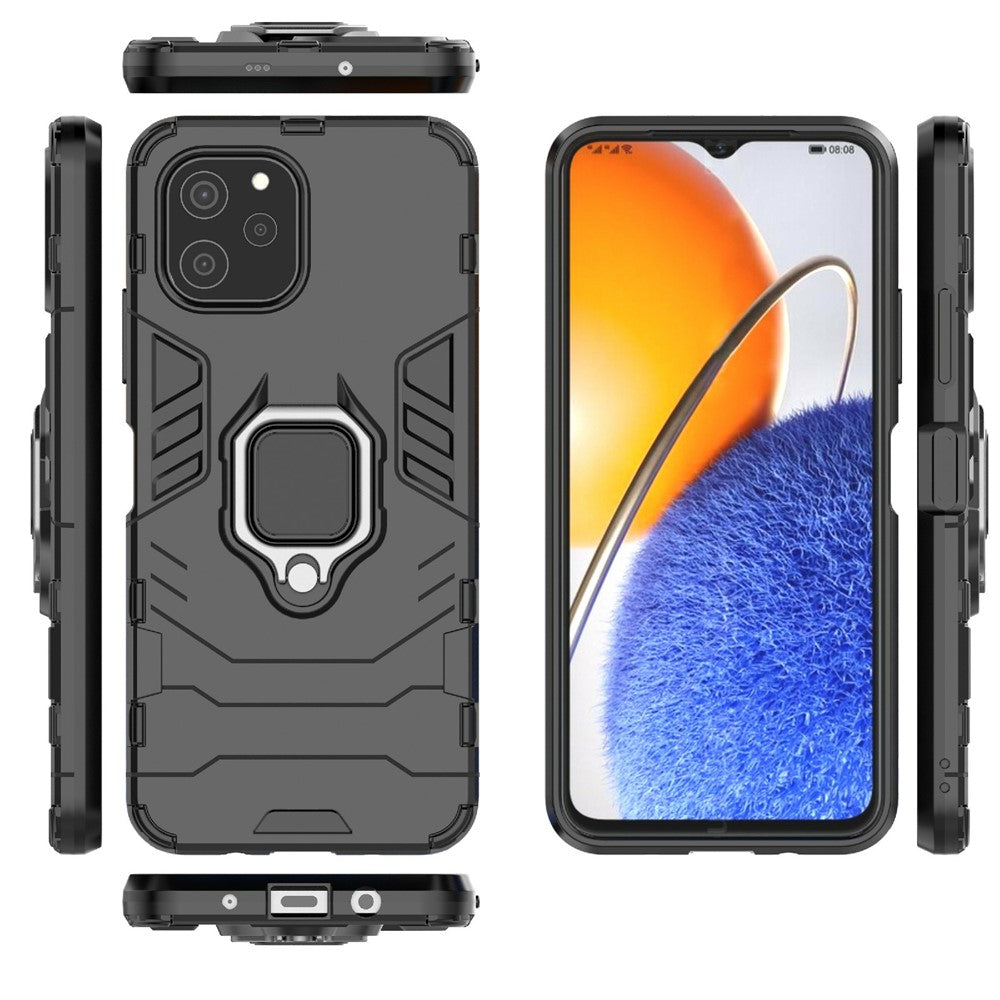 For Huawei nova Y61 4G Ring Kickstand Shock Absorbing Phone Case PC+TPU Mobile Phone Cover