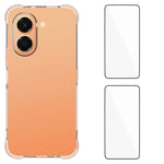 WANLONFENG for Honor X7e 4G WL2 Series TPU Case 2.0mm Phone Cover with 2Pcs Tempered Glass Films