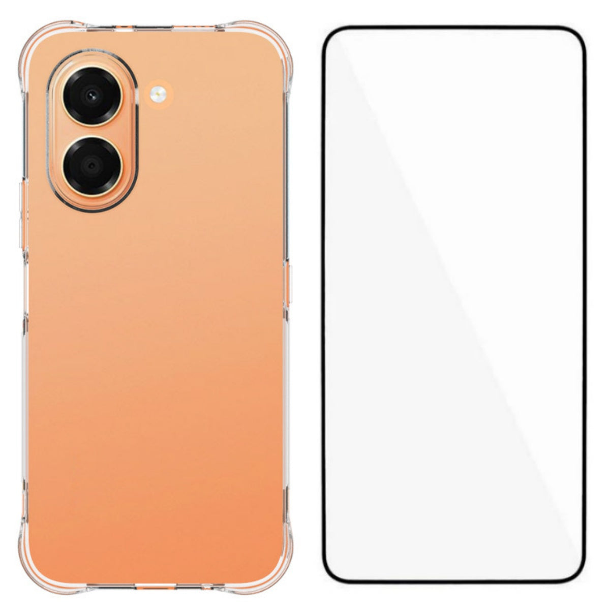 WANLONFENG for Honor X7e 4G WL Series Case 2.0mm TPU Phone Cover with Tempered Glass Film