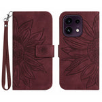 For Oppo Reno16 FS 5G / Oppo Reno16 F 5G Case Sunflower Imprint Leather Wallet Phone Cover with Wrist Strap