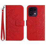 For Oppo Reno16 FS 5G / Oppo Reno16 F 5G Case Sunflower Imprint Leather Wallet Phone Cover with Wrist Strap