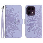 For Oppo Reno16 FS 5G / Oppo Reno16 F 5G Case Sunflower Imprint Leather Wallet Phone Cover with Wrist Strap