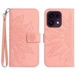 For Oppo Reno16 FS 5G / Oppo Reno16 F 5G Case Sunflower Imprint Leather Wallet Phone Cover with Wrist Strap