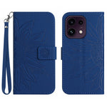 For Oppo Reno16 FS 5G / Oppo Reno16 F 5G Case Sunflower Imprint Leather Wallet Phone Cover with Wrist Strap