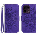 For Oppo Reno16 FS 5G / Oppo Reno16 F 5G Case Sunflower Imprint Leather Wallet Phone Cover with Wrist Strap